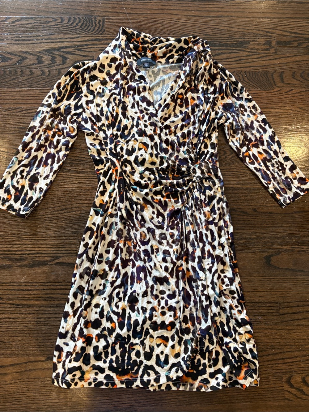 Karen Kane Leopard-Print Wrap Dress in Cream, Brown and Black